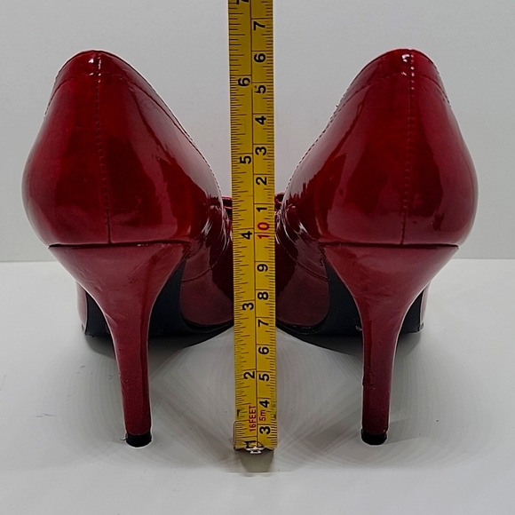 Paprika Red Faux Patent Leather Open Toe High Heels Shoes (Read Flaws) 6 - Picture 9 of 12